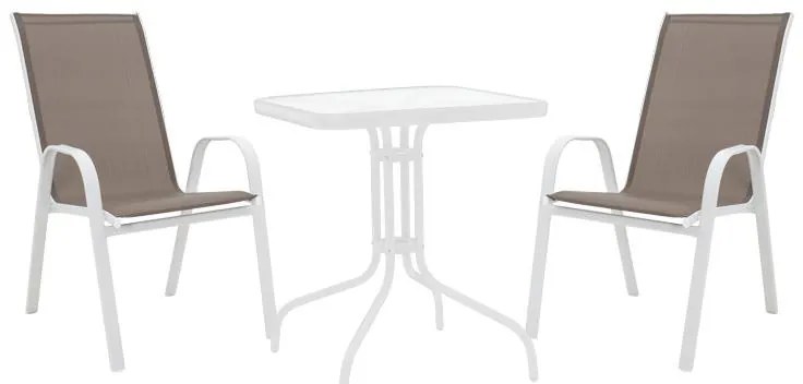 Σετ κήπου - Τραπεζαρία Watson - Calan 3 τεμ. μέταλλο - γυαλί λευκό 70x70x70 εκ. 70x70x70 εκ.