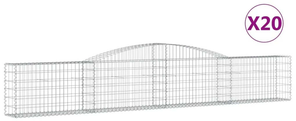 Συρματοκιβώτια Τοξωτά 20 τεμ. 400x30x60/80 εκ. Γαλβαν. Ατσάλι - Ασήμι