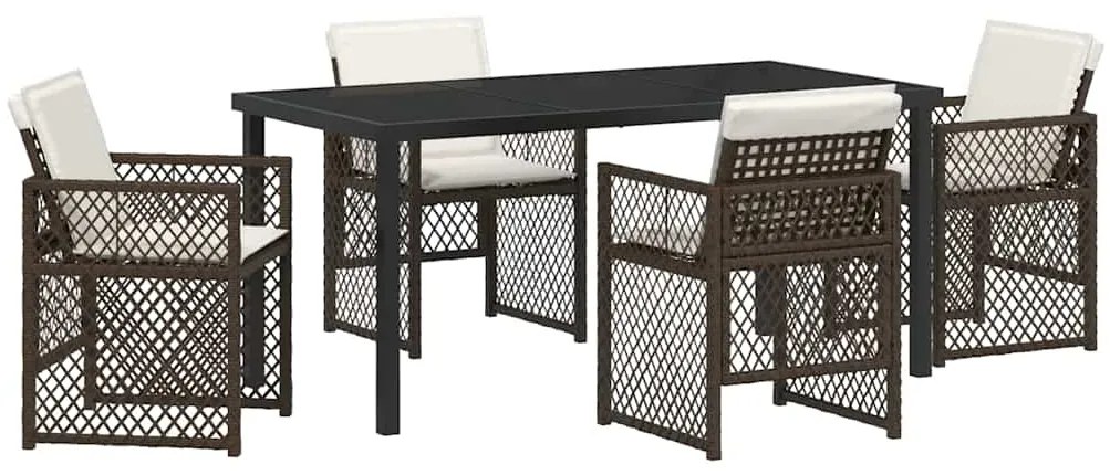 vidaXL Σέτ φαγητού για κήπο 5 pcs Καφέ συνθετικό ρατάν