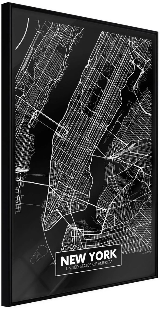 Αφίσα - City Map: New York (Dark) - 20x30 - Μαύρο - Χωρίς πασπαρτού