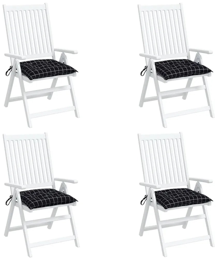Μαξιλάρια Καρέκλας 4 τεμ. Μαύρο Καρό 40 x 40 x 7 εκ. Υφασμάτινα - Πολύχρωμο