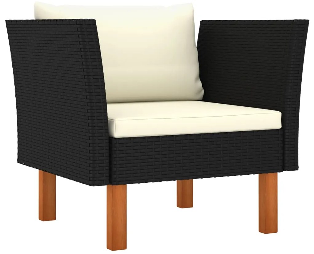 vidaXL Σαλόνι Κήπου Σετ 8 τεμ. Μαύρο Συνθετικό Ρατάν Ξύλο Ευκαλύπτου