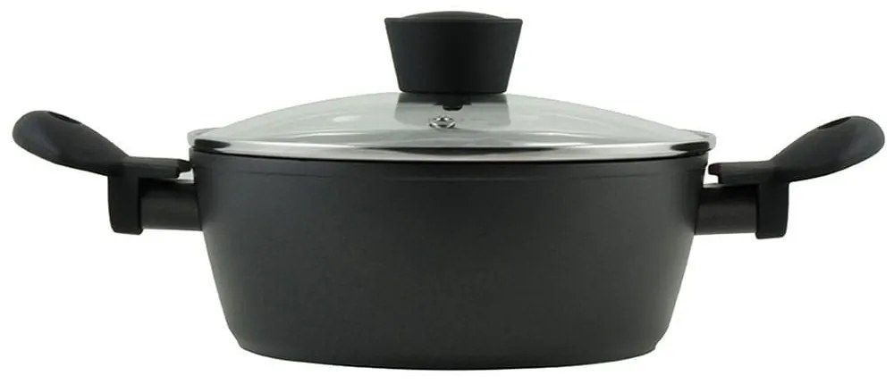 Κατσαρόλα Με Γυάλινο Καπάκι Magma Φ24cm 01-6136 Black Estia 24cm Aluminium