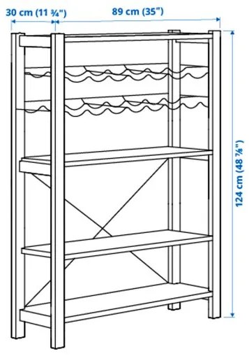 IVAR 1 μονάδα/ράφια/βάσεις για μπουκάλια, 89x30x124 cm 194.038.17
