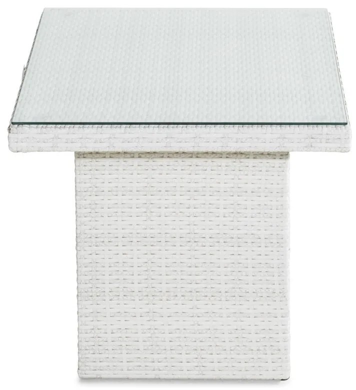 Τραπεζάκι εξωτερικού χώρου Comfort Garden 1352, 55x60x100cm, Άσπρο, Επεξεργασμένο γυαλί, Πλαστικό ψάθινο