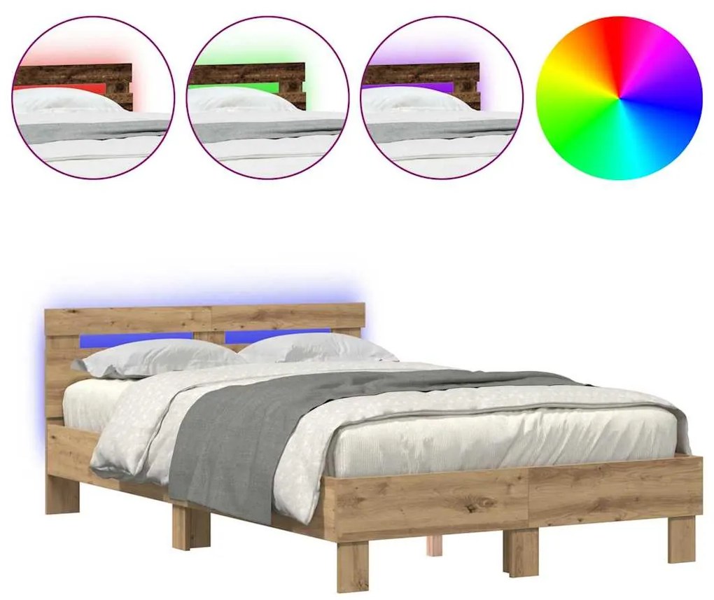 vidaXL Σκελετός Κρεβατιού artisan δρυς 120 x 190 cm Επεξεργασμένο ξύλο