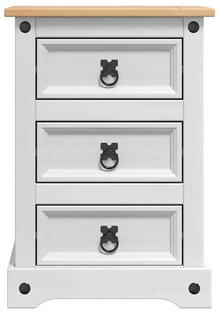 vidaXL Κομοδίνο με συρτάρι Λευκό 45 x 35 x 64 εκ. Στερεά ξυλεία πεύκου