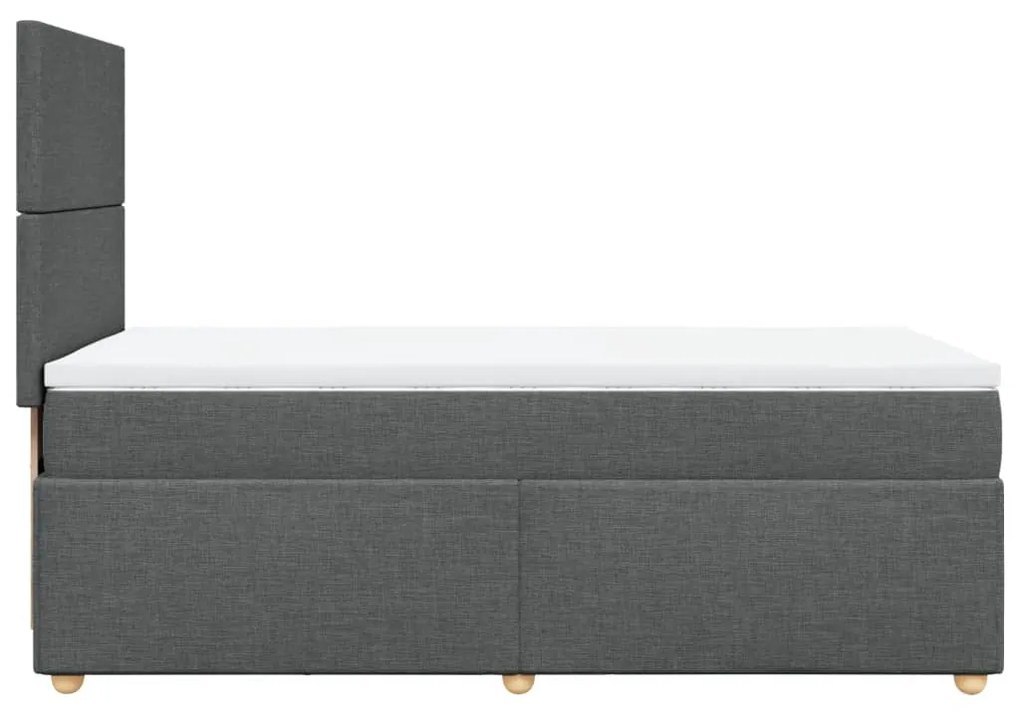 vidaXL Κρεβάτι Boxspring με Στρώμα Σκούρο Γκρι 90x200 εκ. Υφασμάτινο