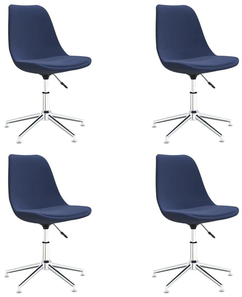 Καρέκλες Τραπεζαρίας Περιστρεφόμενες 4 τεμ. Μπλε Υφασμάτινες - Μπλε