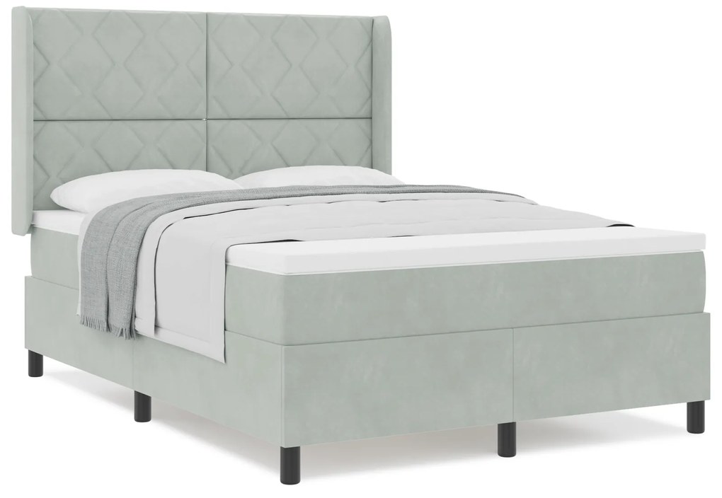 vidaXL κρεβάτι Box Spring με στρώμα ανοιχτό γκρι 140x200 εκ. βελούδο
