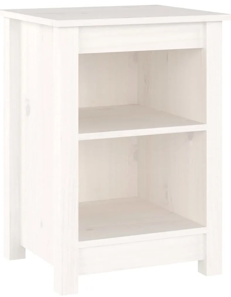 vidaXL Κομοδίνα 2 τεμ. Λευκά 40x35x55 εκ. από Μασίφ Ξύλο Πεύκου
