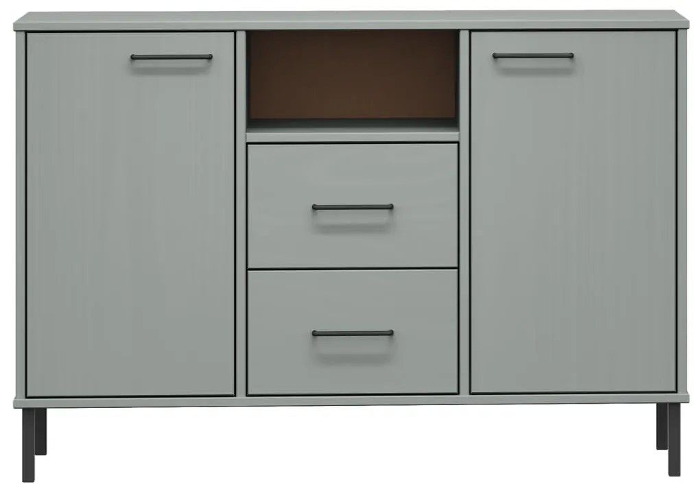 vidaXL Ντουλάπι OSLO Γκρι 113x40x77 εκ. Μασίφ Ξύλο με Μετ. Πόδια