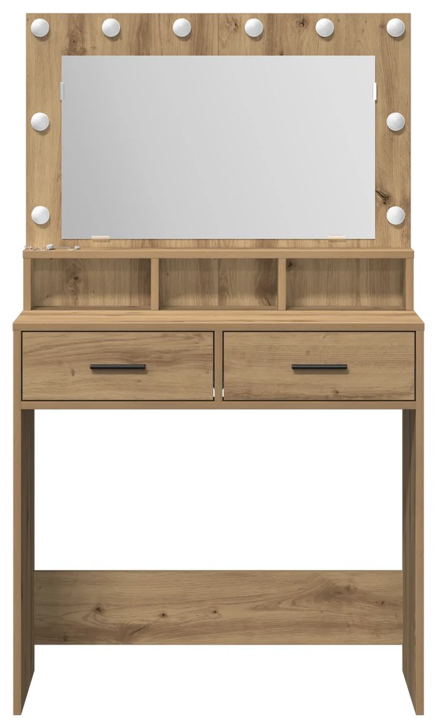 vidaXL Καθρέπτης Μακιγιάζ με LED Φώτα σε Artisan Oak 79x41x135 εκ.