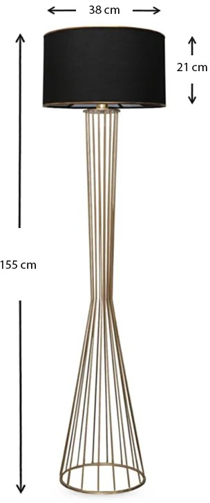 Φωτιστικό δαπέδου Clarke Megapap μέταλλο/ύφασμα χρώμα χρυσό/μαύρο 38x21x155εκ.