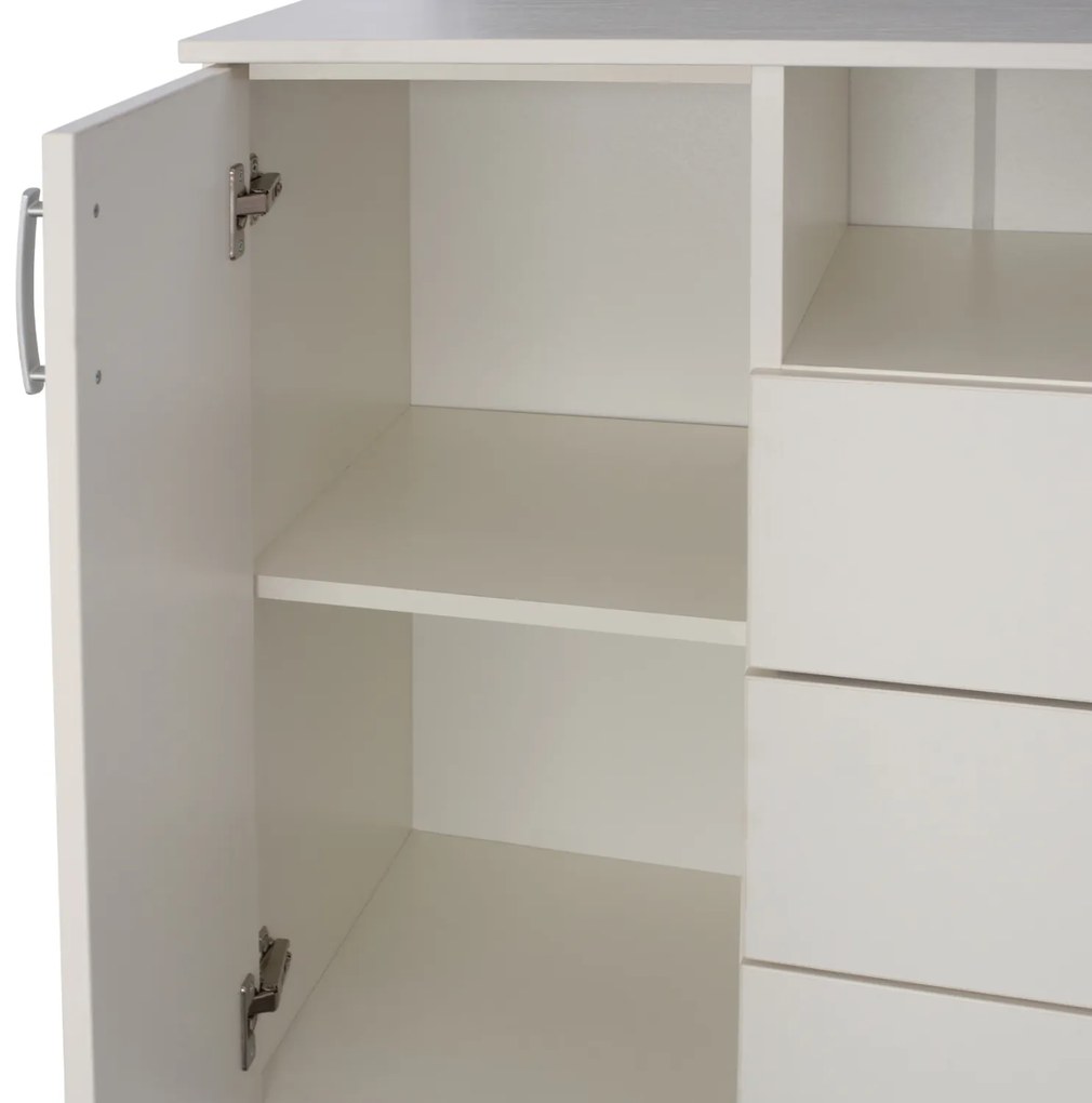 Μπουφές Με 2 Ντουλάπια Κ 3 Συρτάρια Adler Λευκός 120x45x85y Εκ.