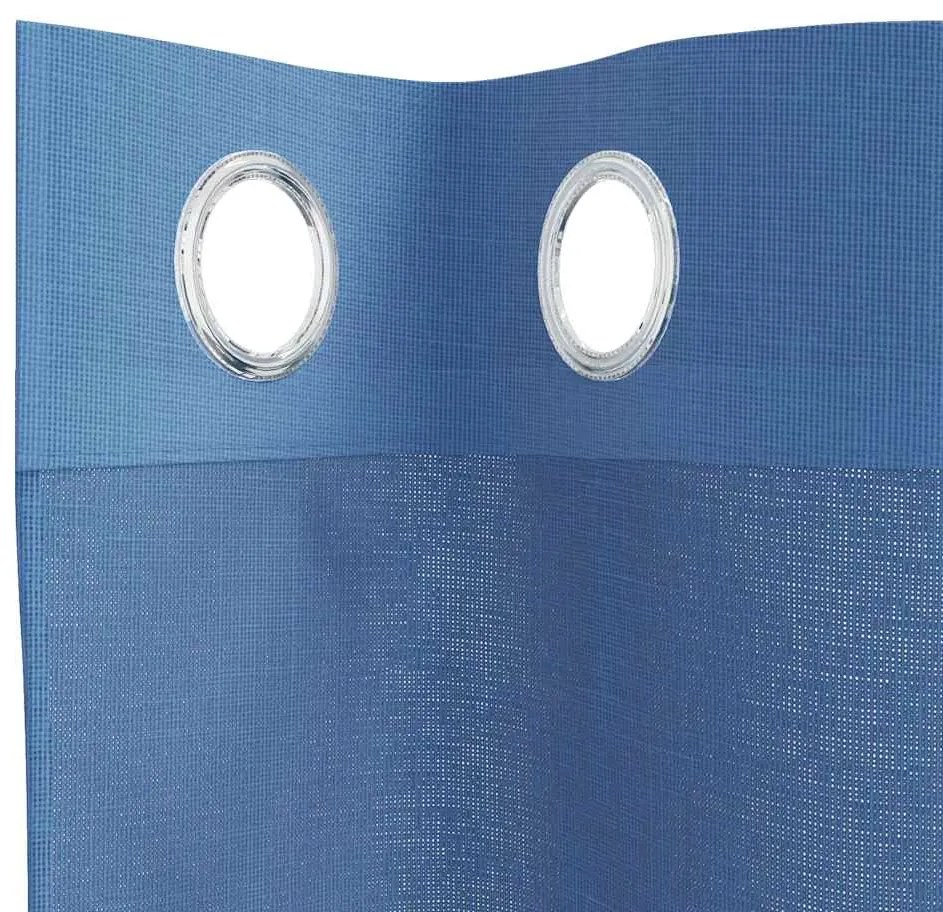 vidaXL Voile κουρτίνες με ροδέλες 2 τεμάχια Μπλε Ρουά