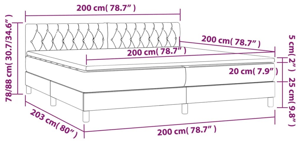 ΚΡΕΒΑΤΙ BOXSPRING ΜΕ ΣΤΡΩΜΑ &amp; LED ΣΚ.ΓΚΡΙ 200X200ΕΚ. ΥΦΑΣΜΑΤΙΝΟ 3133982