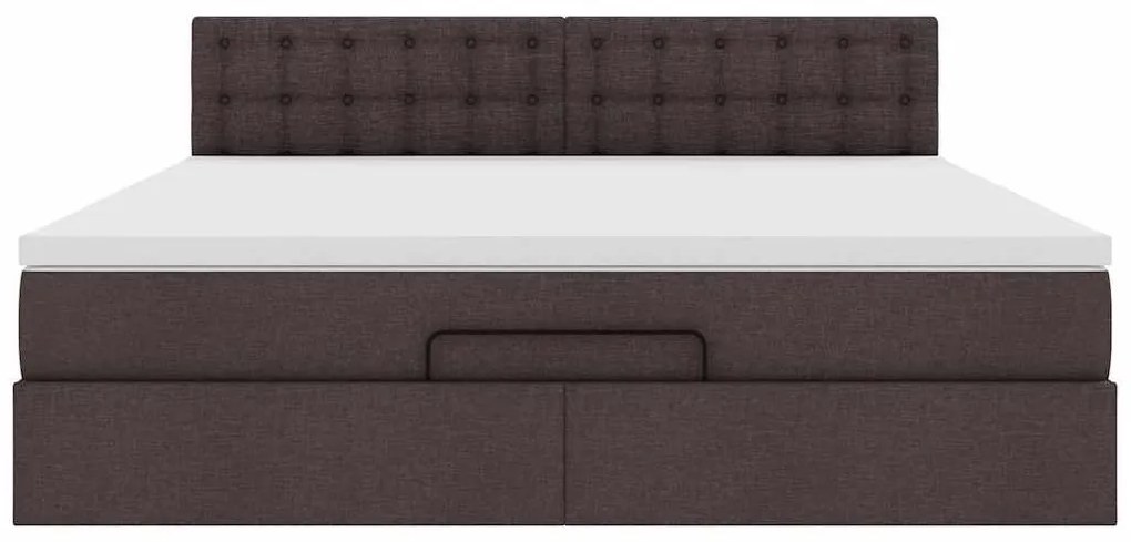 Οθωμανικό κρεβάτι με στρώμα σκούρο καφέ 160x200cm ύφασμα 3311639