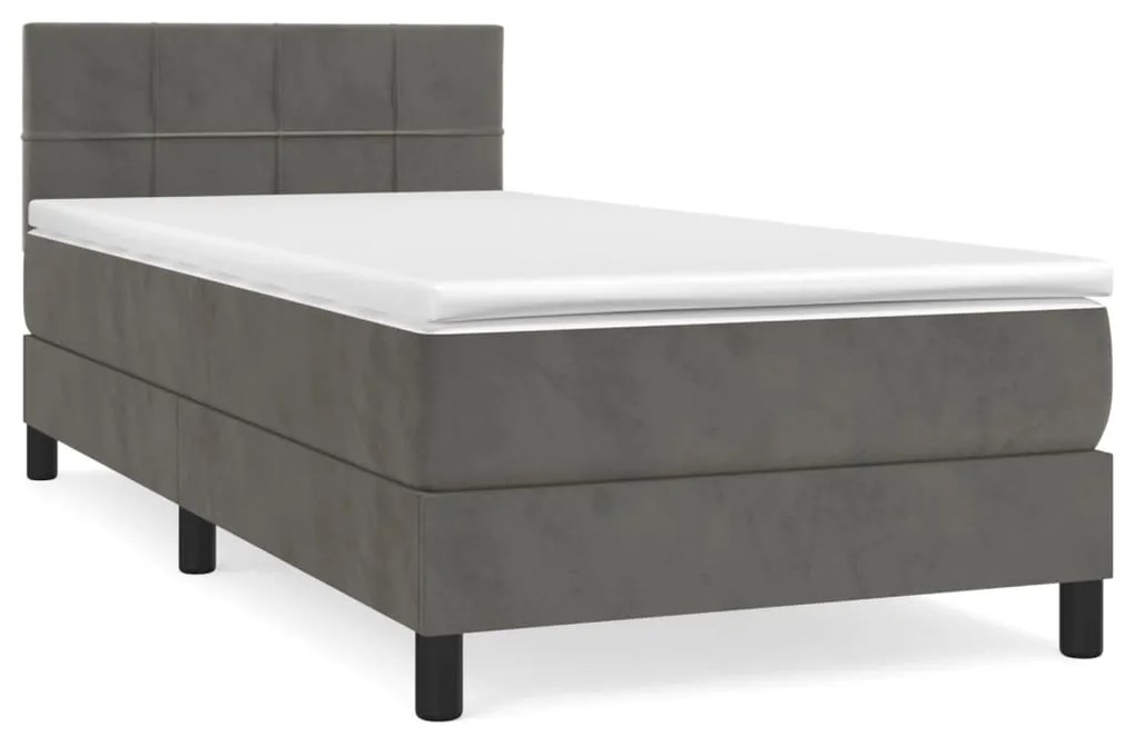 ΚΡΕΒΑΤΙ BOXSPRING ΜΕ ΣΤΡΩΜΑ ΣΚΟΥΡΟ ΓΚΡΙ 90X190 ΕΚ. ΒΕΛΟΥΔΙΝΟ 3141276