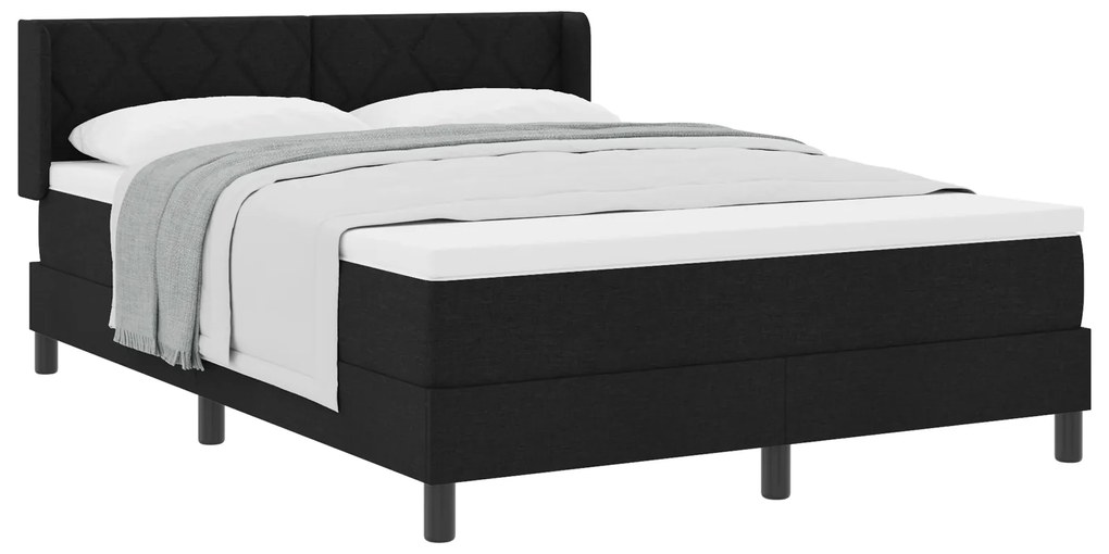 vidaXL Κρεβάτι με ελατήρια Μαύρο 140 x 200 cm Ύφασμα και αφρός