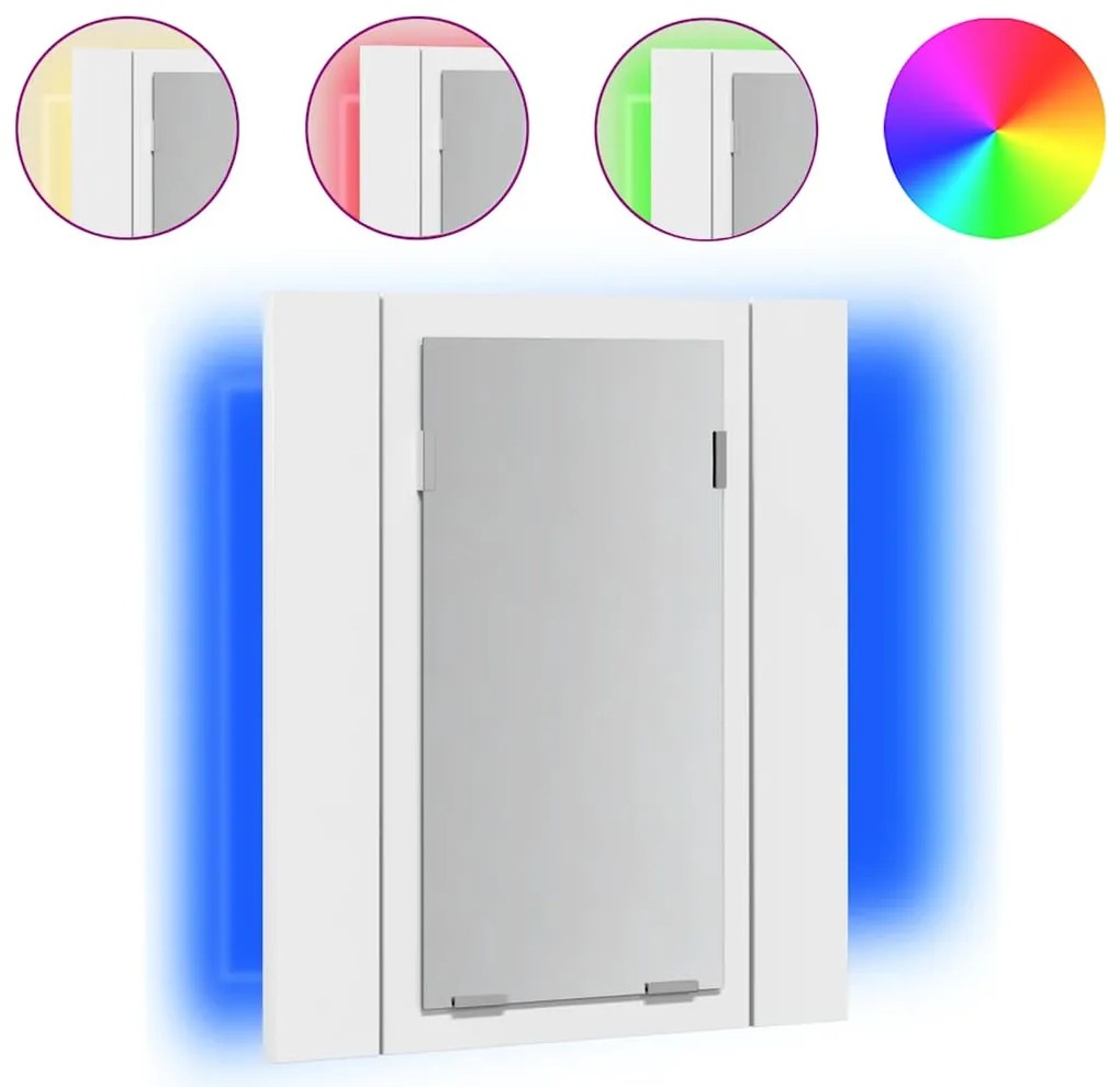 vidaXL Καθρέφτης Μπάνιου με Ντουλάπι LED Λευκός 40x12x45 εκ. Ακρυλικός