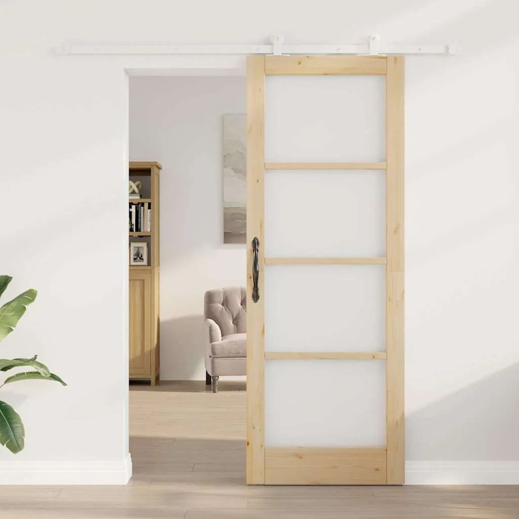vidaXL Συρόμενη Πόρτα ORKDAL Καφέ 78 x 211 εκ Ξύλο και μέταλλο