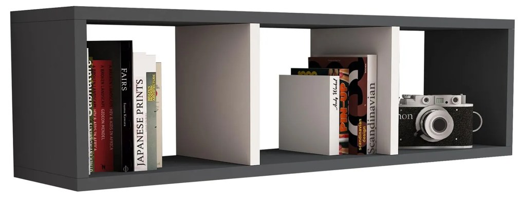 Ραφιέρα Τοίχου Μελαμίνης Γκρι &amp; Λευκό 90x22x25,6Υ Εκ.
