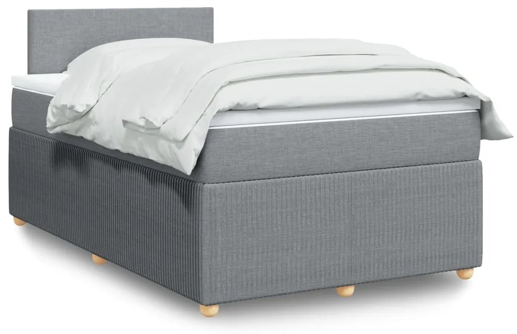 vidaXL Κρεβάτι Boxspring με Στρώμα Ανοιχτό Γκρι 120x200 εκ. Υφασμάτινο