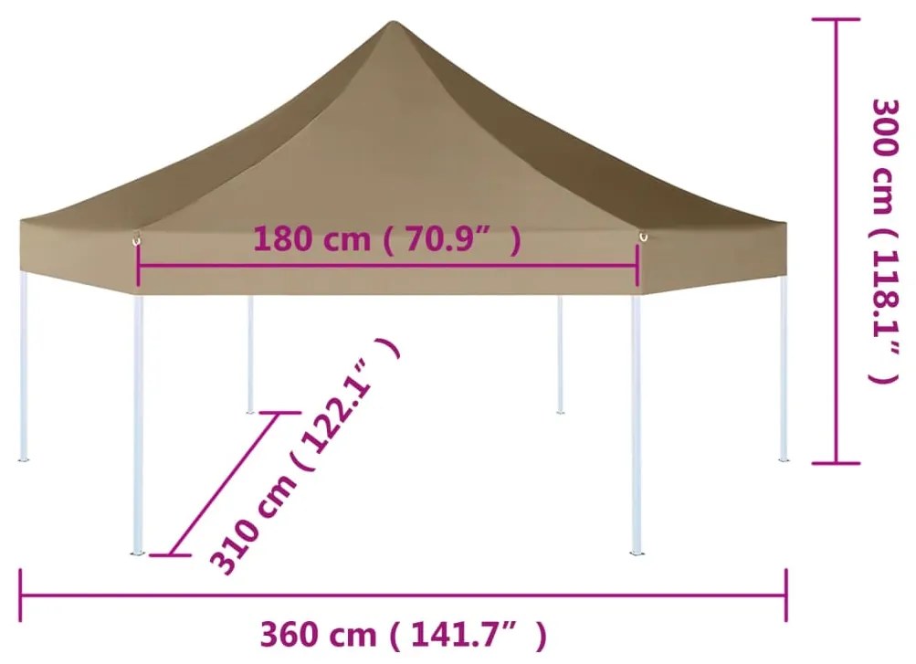 ΕΞΑΓΩΝΙΚΗ ΠΤΥΣΣΟΜΕΝΗ ΤΕΝΤΑ 3,6 X 3,1 Μ. TAUPE 220 ΓΡ/Μ² 362009