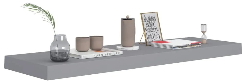 vidaXL Ράφια Τοίχου 2 τεμ. Γκρι 80x23,5x3,8 εκ. MDF