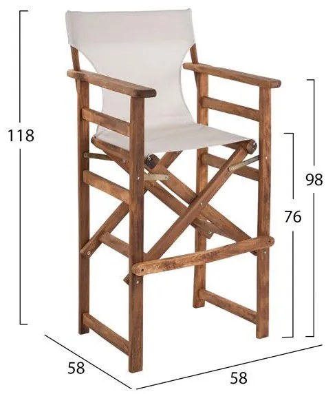 Σκαμπό Μπαρ Σκηνοθέτη ΛΗΜΝΟΣ C10374 Καρυδί Εμποτισμού με Εκρού Textline 58x58x118 εκ. 58x58x118 εκ.