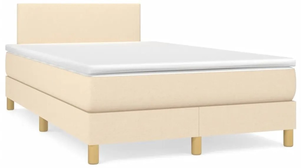 Κρεβάτι Boxspring με Στρώμα Κρεμ 120x200 εκ. Υφασμάτινο - Κρεμ