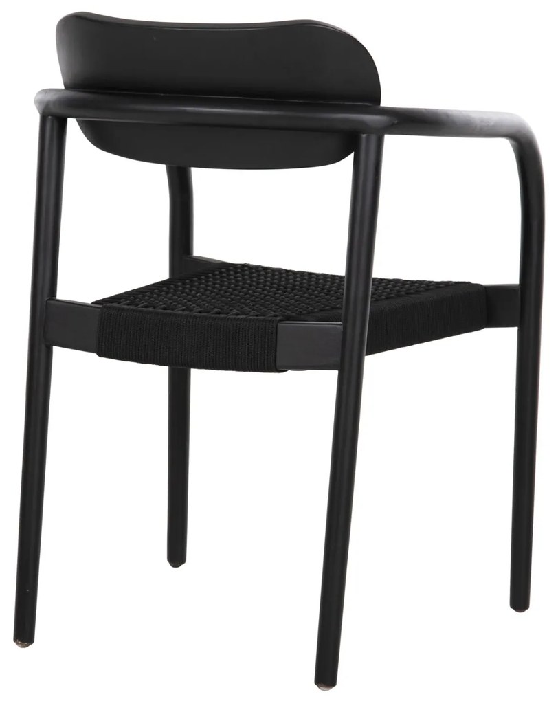 Πολυθρόνα OSLO Μαύρο Ξύλο Teak και Μαύρο Σχοινί 55x54x80Yεκ. 55x54x80 εκ.