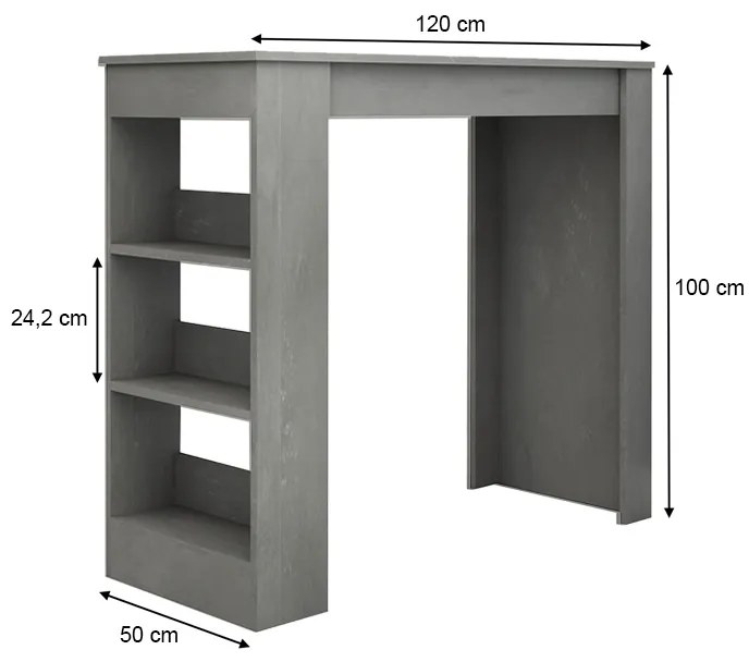 ΤΡΑΠΕΖΙ ΜΠΑΡ DEEP MEGAPAP ΧΡΩΜΑ ΓΚΡΙ ΣΚΥΡΟΔΕΜΑΤΟΣ 120X50X100ΕΚ.