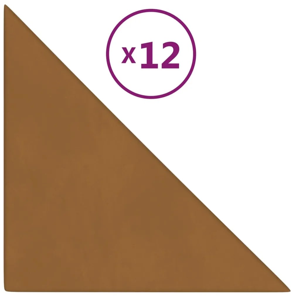 vidaXL Πάνελ Τοίχου 12 τεμ. Καφέ 30 x 30 εκ. 0,54 μ² Βελούδινα