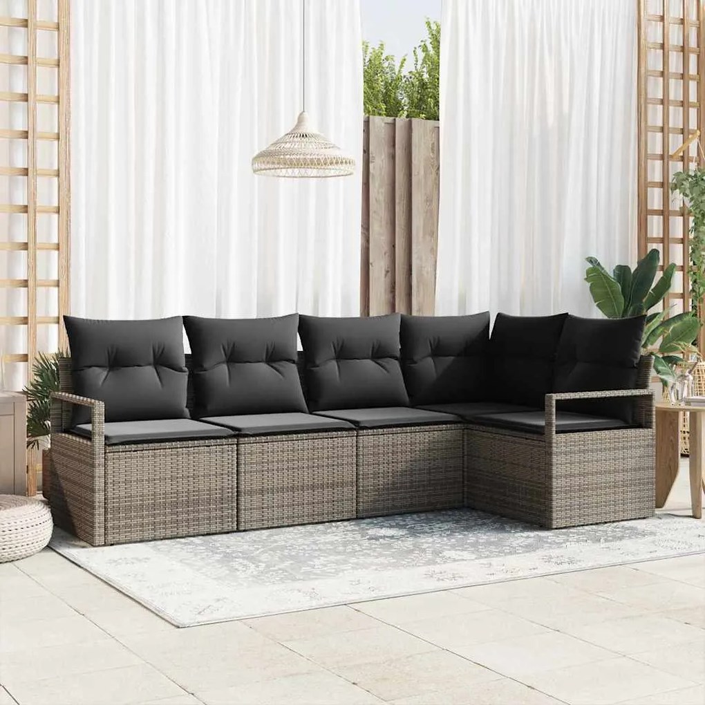 vidaXL Σετ Καναπέ Κήπου 5 pcs Γκρι Πολυ ράταν