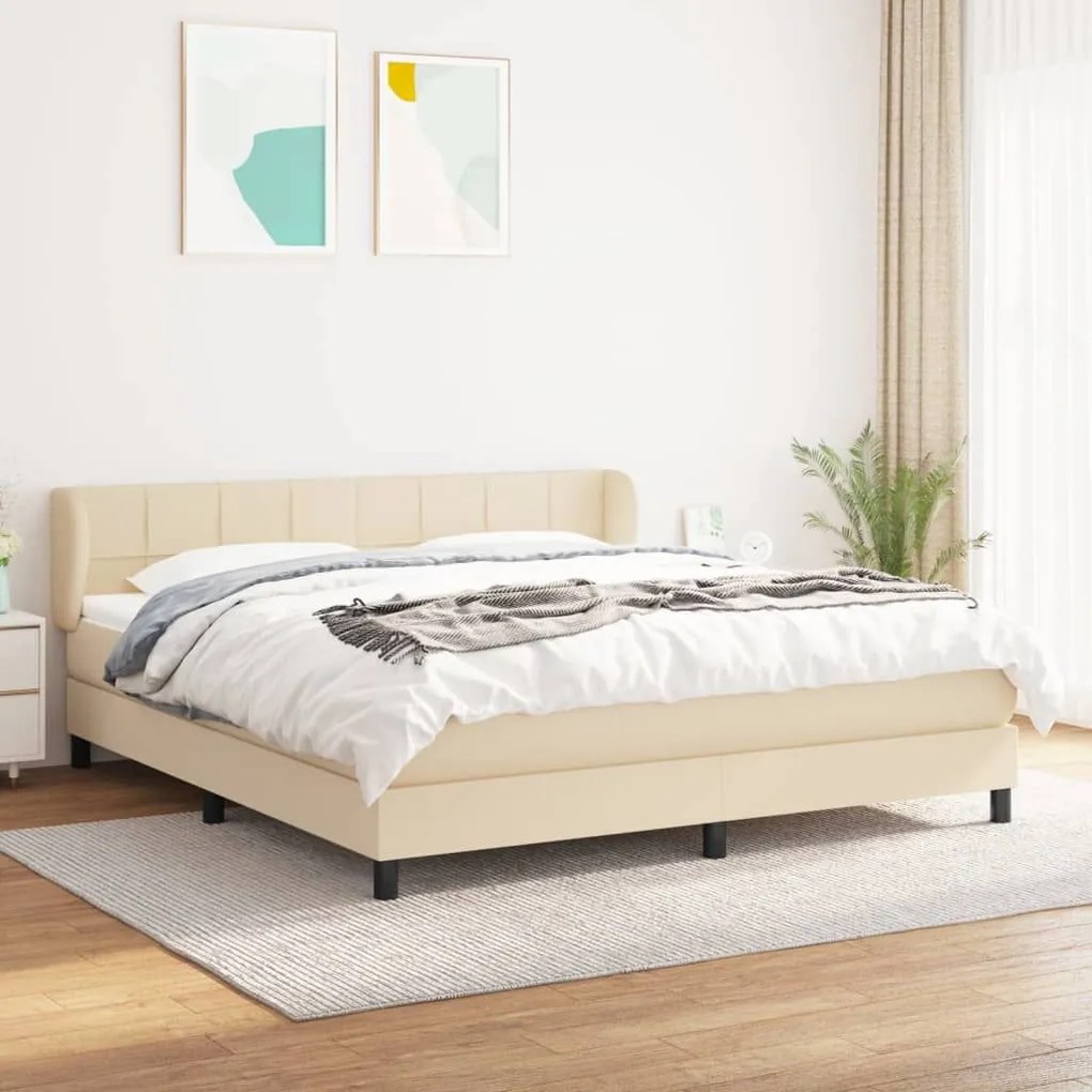 ΚΡΕΒΑΤΙ BOXSPRING ΜΕ ΣΤΡΩΜΑ ΚΡΕΜ 160X200 ΕΚ. ΥΦΑΣΜΑΤΙΝΟ 3126258