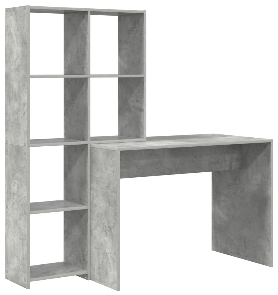 vidaXL Γραφείο με ράφι Γκρι σκυροδέματος 138.5 x 55 x 143 εκ