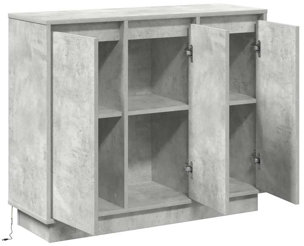 vidaXL Πλευρικό Τραπέζι LED Σκυρόδεμα Γκρι 90 x 32 x 75 εκ.