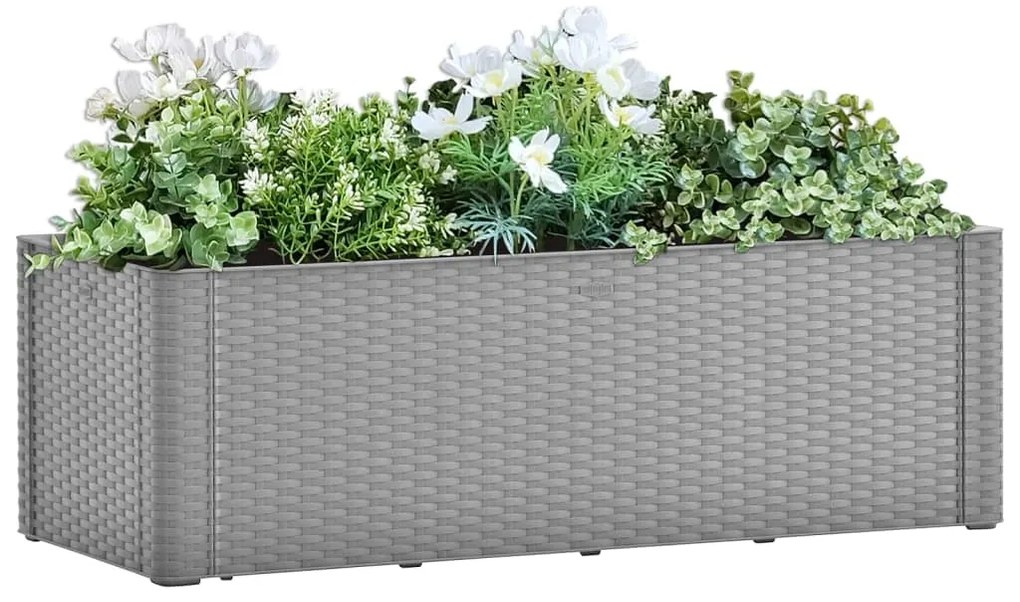 Ζαρντινιέρα Κήπου Γκρι 100x43x33 εκ. με Αυτόματο Πότισμα