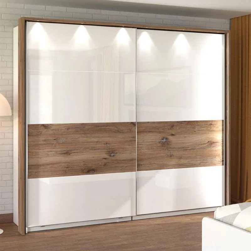 Ντουλάπα Masilia 245 H217 Λευκό - Flagstaff - Λευκό Γυαλιστερό 245x61x217 εκ. 245x61x217 εκ.