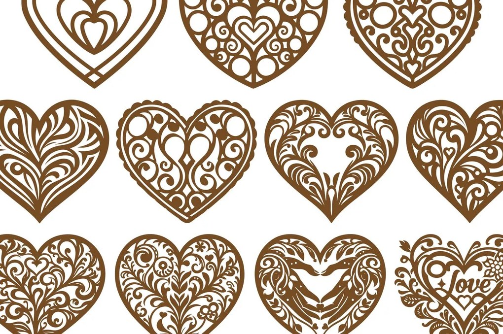 Σετ των 2 Intra απο ξύλο plywood 3mm-4mm πάχος – Σετ Heart Δίασταση  20x20 cm INTRAFABR-100941718