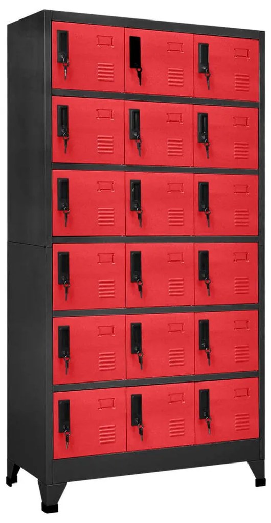 Φοριαμός Ανθρακί και Κόκκινο 90 x 40 x 180 εκ. Ατσάλινος