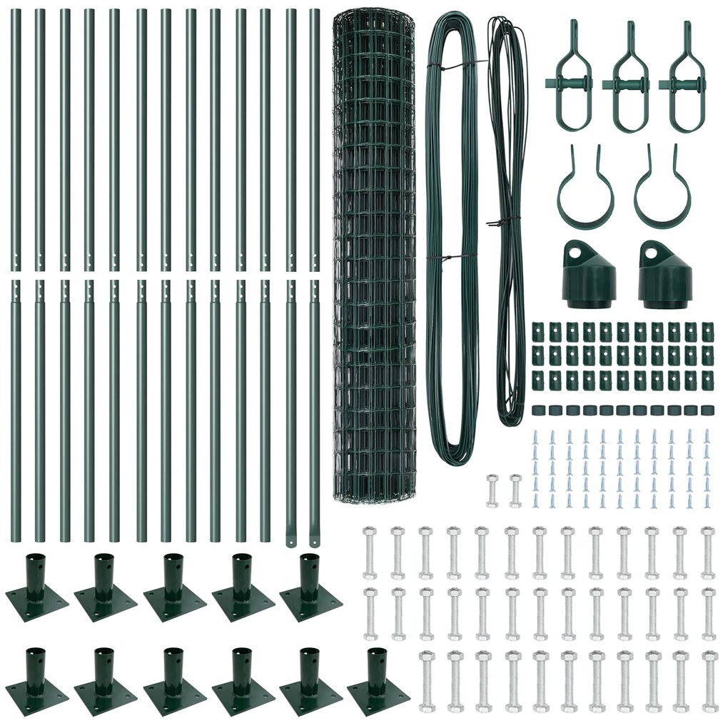 vidaXL Euro Fence με 13 φλαντζοειδείς πόλους 1,2x25 μ από γαλβανισμένο χάλυβα