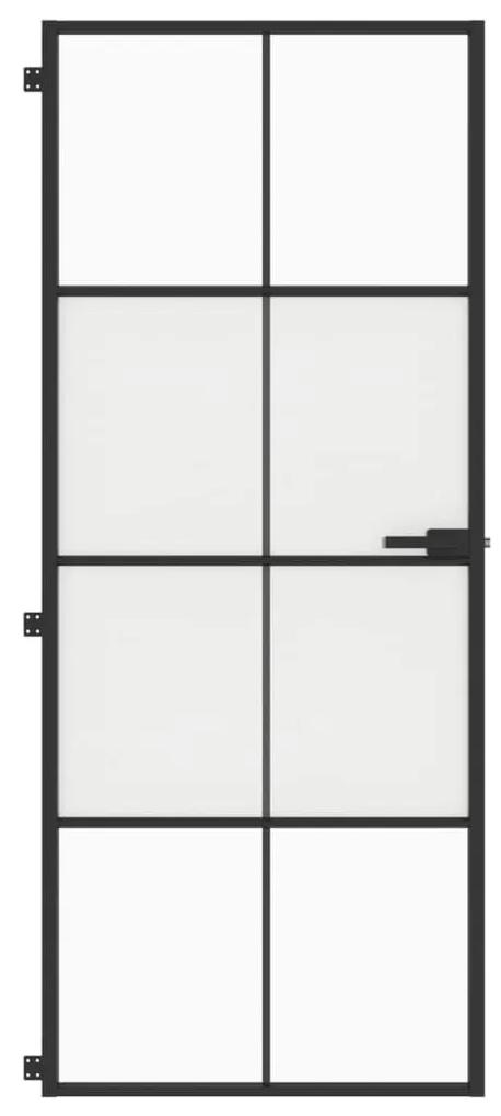 Εσωτερική Πόρτα Μαύρη 83 x 201,5 εκ. Ψημένο Γυαλί &amp; Αλουμίνιο - Μαύρο