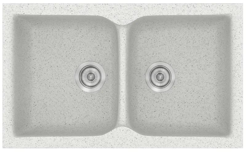 Νεροχύτης Κουζίνας Συνθετικός Μ78xΠ50xB17,5 εκ. Ένθετος Eρμάριο 80 εκ. Sanitec Classic Granite White 340