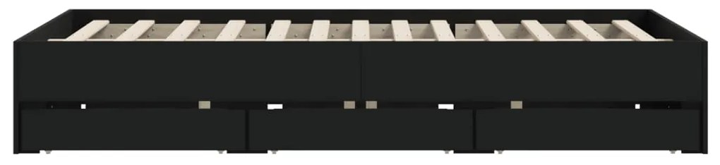 vidaXL Πλαίσιο Κρεβατιού με Συρτάρια Μαύρο 140x200 εκ Επεξεργ. Ξύλο