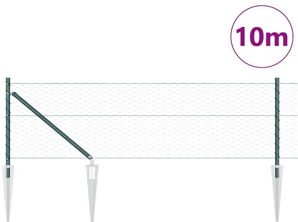 vidaXL Φράχτης με Στήλες. Πράσινο 0.8 x 25 m Ατσάλι με επικάλυψη PVC