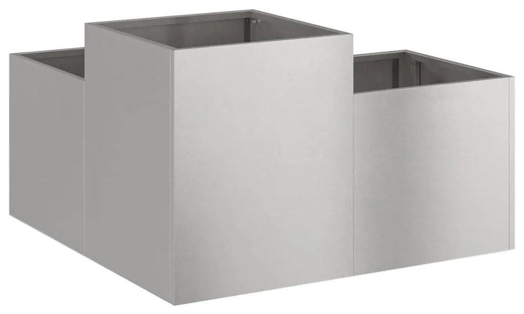 vidaXL Γλάστρα Κήπου Ασημί 80 x 80 x 48 εκ. Ανοξείδωτο ατσάλι