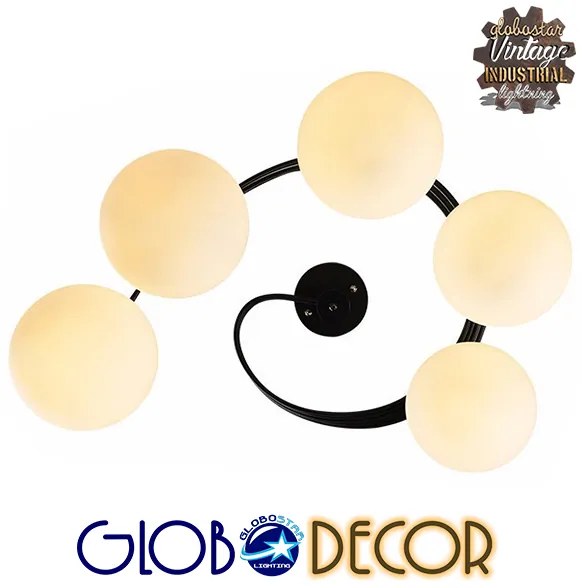 GloboStar SELINA 01090 Μοντέρνο Φωτιστικό Οροφής Πολύφωτο Μαύρο Μεταλλικό με Λευκό Γυαλί Φ63 x Y47cm - 01090